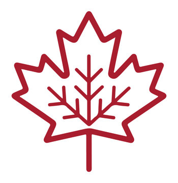 Red Maple Leaf Icon Isolated on White Background