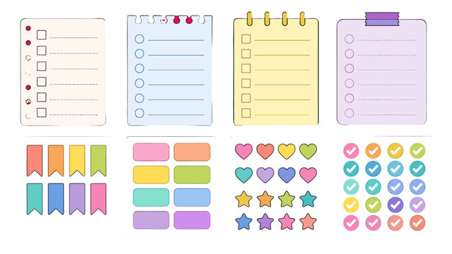 Cute pastel planner and checklist sticker set collection