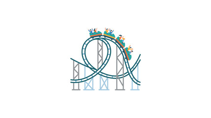 Colorful Roller Coaster Thrill Ride with Happy Passengers © Tina