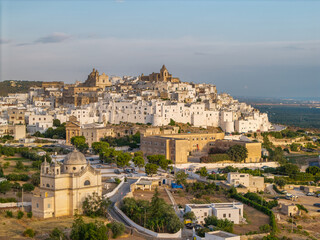 Fototapeta premium Aerial morning view of Ostuni the White City, Puglia, Italy