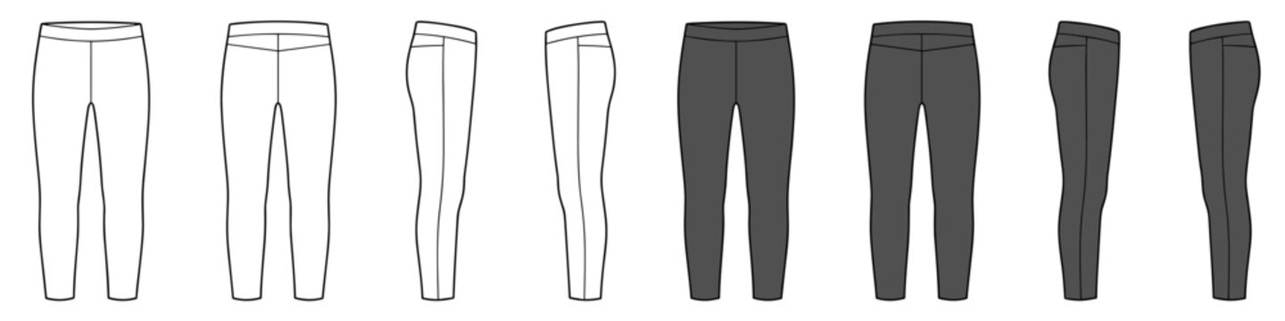 Dark gray leggings vector template illustration cad technical drawing