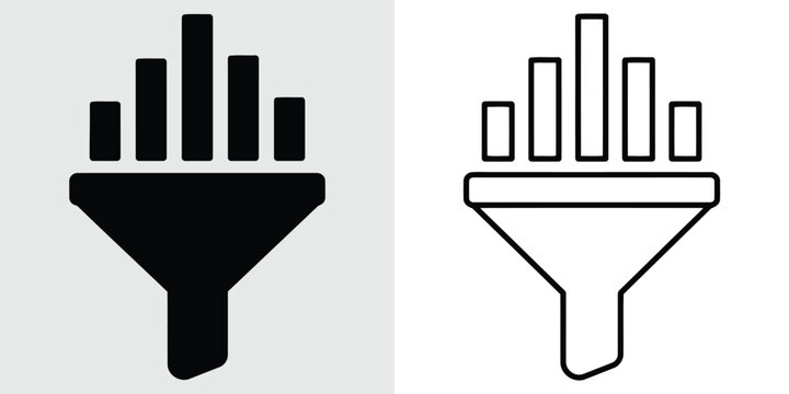 Filter icon with bar chart symbol, data filtering concept