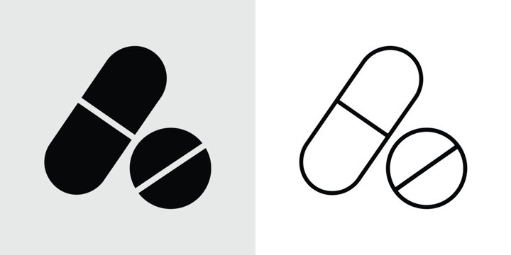 Pill and capsule icon set