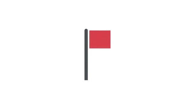 Simple minimalist flat design of a red flag on a white background a symbol of warning or notice