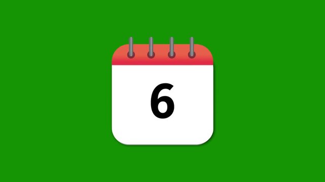 Animated Flip Calendar Pages 1 to 31 Countdown | 2D Motion Graphics Monthly Date Tracker on Green Screen