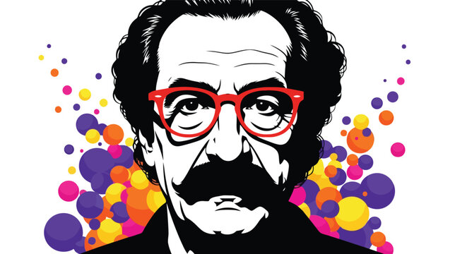 Colorful Pop Art Portrait of a Distinguished Gentleman.
