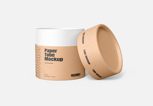 Open Paper Cardboard Tube Mockup