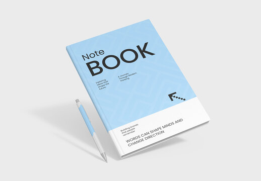 Hardcover Notebook Mockup with Pen