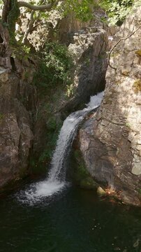 Aerial View of Fonias Waterfalls and Vathres on Mount Saos Samothraki