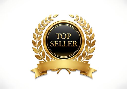 Top seller gold laurel wreath emblem badge with ribbon for business product sales award design