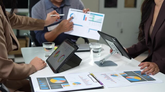 Business team or manager working and update tasks with milestones progress planning and professional investor working new start up project in the office.