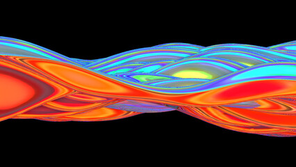 Obraz premium Colorful Neon Waves on Black Background. Glowing Spectrum Waves Abstract Design. abstract yellow silk background . Abstract Background for VJs, Motion Designers, and Event Visuals. 