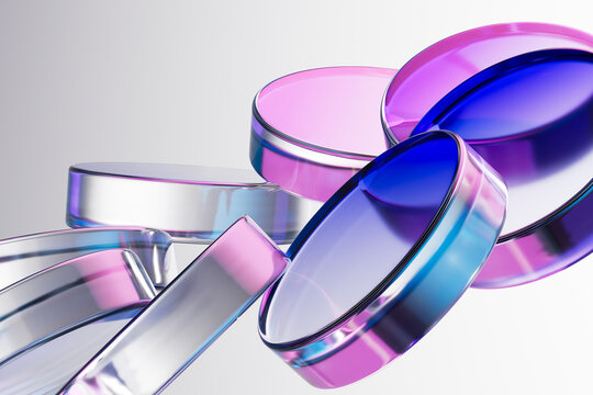 3D chrome neon glass over white interface
