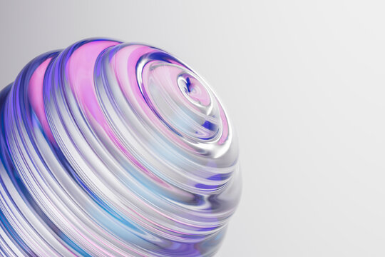3D chrome neon glass over white interface