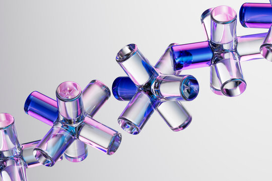 3D chrome neon glass over white interface