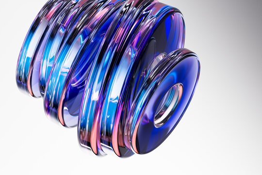3D chrome neon glass over white interface