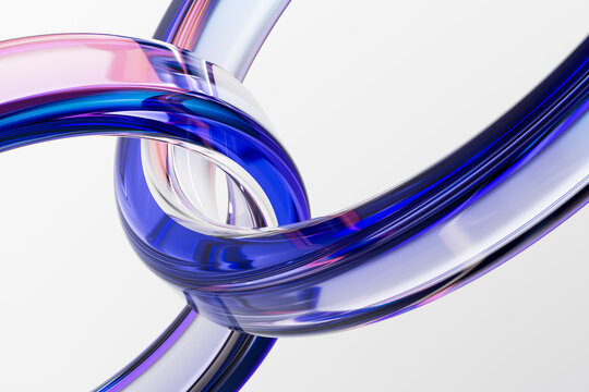 3D chrome neon glass over white interface