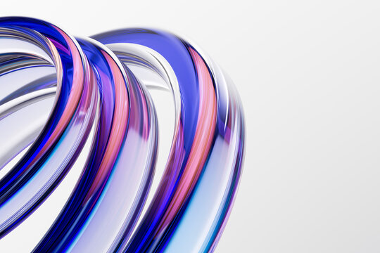 3D chrome neon glass over white interface