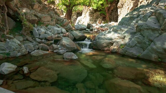 Aerial View of Fonias Waterfalls and Vathres on Mount Saos Samothraki