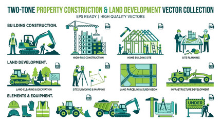 Naklejka premium Property Construction Land Development Icons.