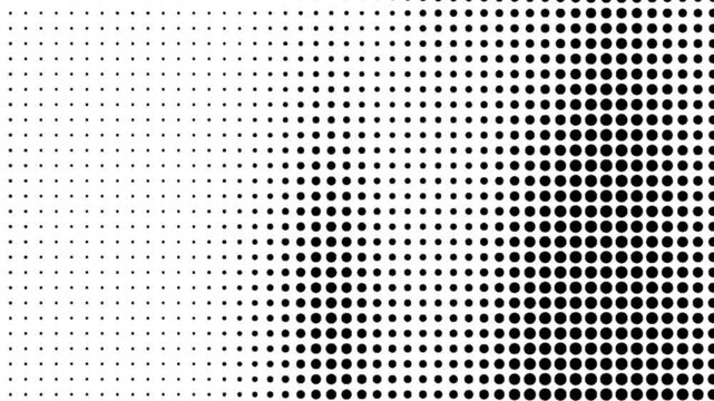 Animated Halftone Dot Pattern Background,Dynamic black and white retro comic texture video effect.