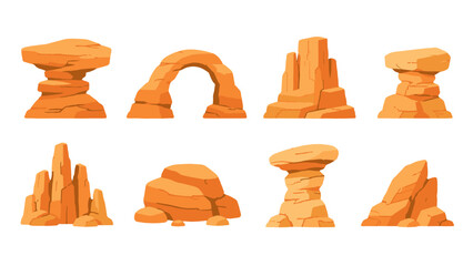 Set of cartoon desert rock formations and stone arch © Alan