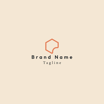 pentagonal logo design with a half cut
