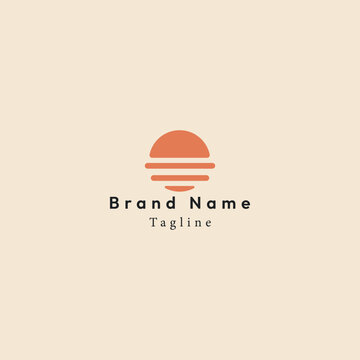 circle sunset light logo design 