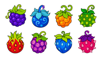 Set of colorful fantasy berry and fruit vector icons © Alan