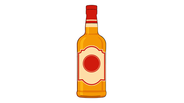 Amber liquor bottle with blank label vector illustration