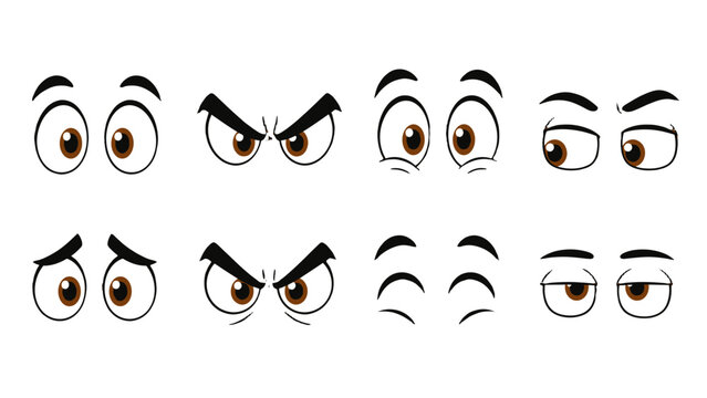 Set of cartoon eye expressions isolated on white background