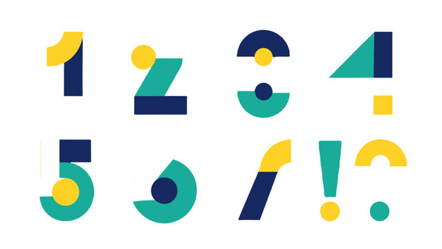 Colorful geometric numbers and punctuation symbol set