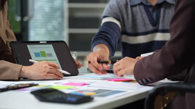 Business team or manager working and update tasks with milestones progress planning and professional investor working new start up project in the office.