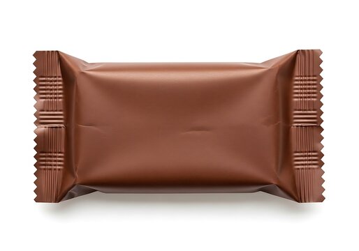 Small brown blank candy bar wrapper or food snack packet design