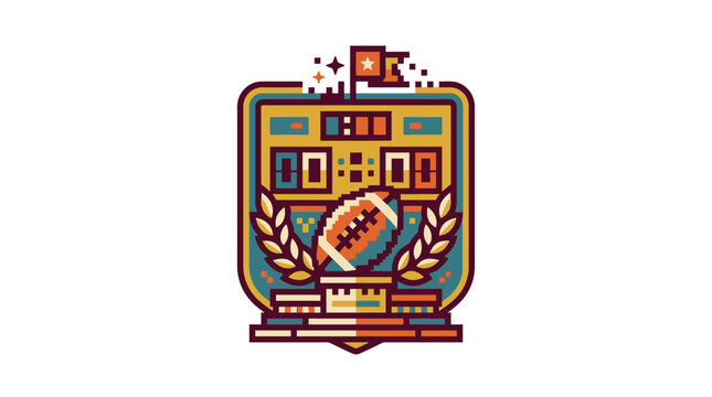 Colorful slot machine icon with falling coins and decorative emblem