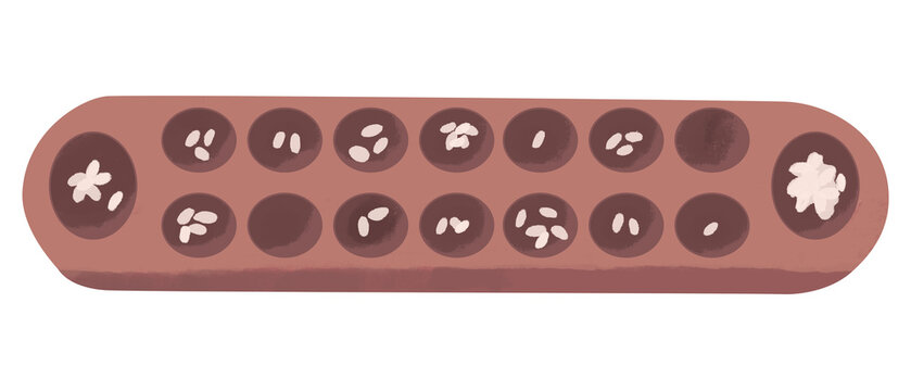 traditional Indonesian congklak mancala board game, Isolated png on transparent background