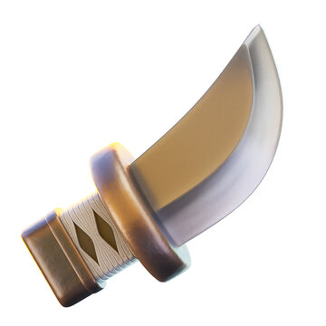 Katana 3D Render Icon, Classic Weapon Illustration