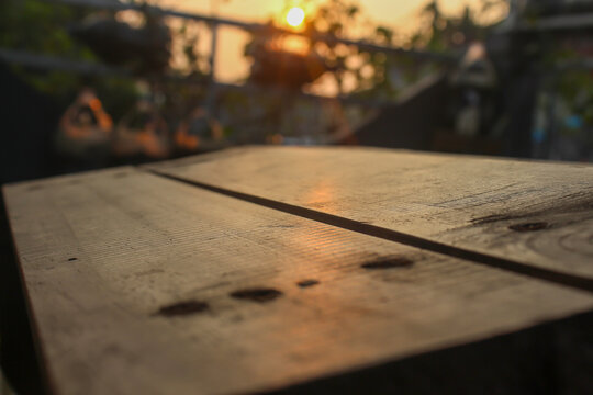 autumn leaves on the wooden table