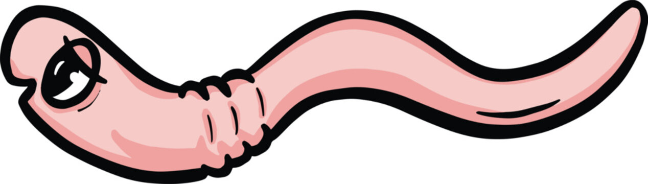 Cute cartoon worm pink vector illustration 