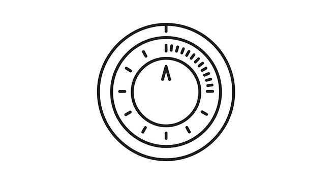 Vector icon of a circular control knob or dial with a pointer and incremental scale markings