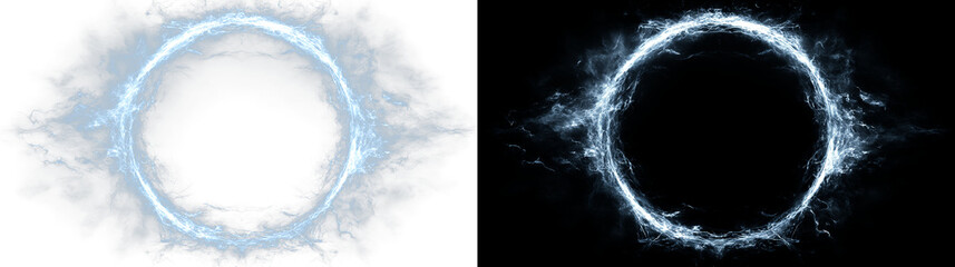 Glowing blue magic portal circle with neon energy runes © fedor