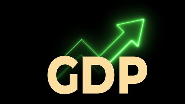 GDP Growth concept on the transparent background. Global economy, national budgets, GDP, gross domestic product. Animation of GDP sign with up arrow graph. 4k video. 