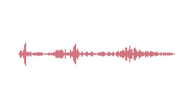 A video showcasing a vibrant sound wave pattern in red on a white background
