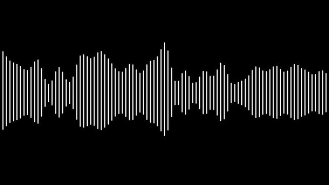 Dynamic white audio visualizer Music sound wave animation. A video showcasing a sound wave pattern on a black background