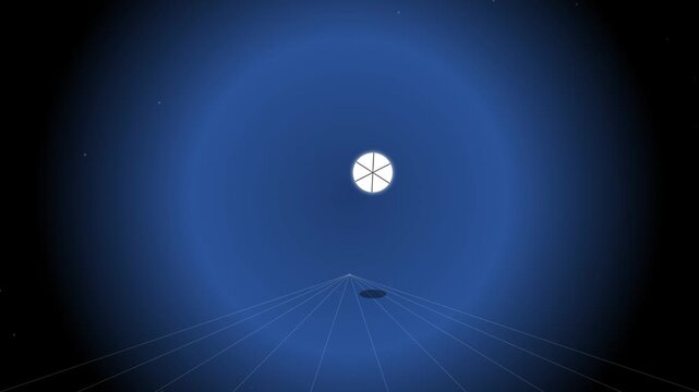 A stylized, abstract representation of a bouncing white soccer ball or energy source radiating light in a dark, world cup concept.