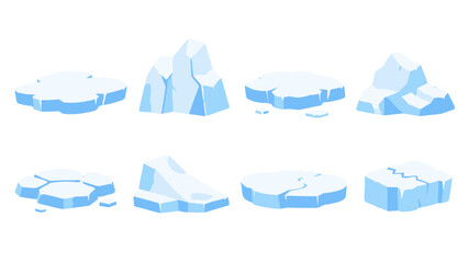 Set of cartoon ice floes and iceberg elements © icon_art