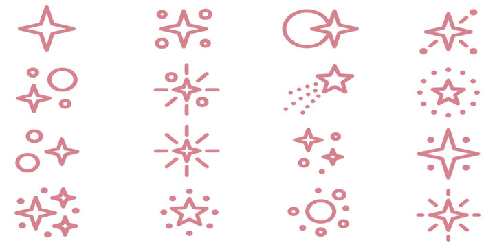 Decorative sparkle and star shape icons set with decoration abstract creative