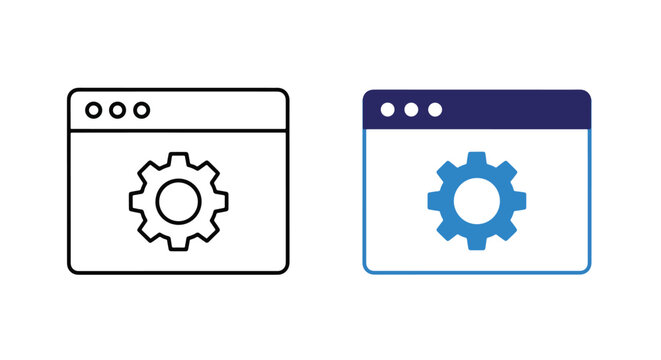 Web settings icon for system configuration: Solid vector icons - Clipart, sticker - icon set - Editable modern style icon