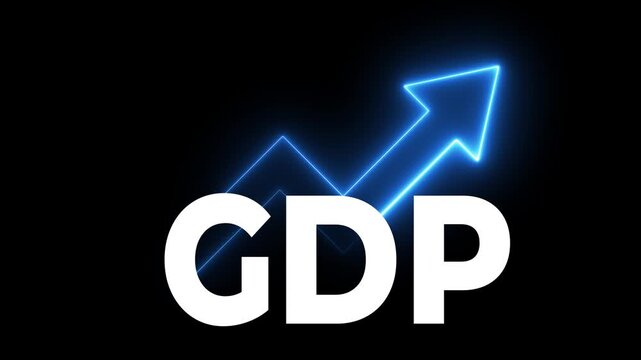GDP Growth concept on the transparent background. Global economy, national budgets, GDP, gross domestic product. Animation of GDP sign with up arrow graph. 4k video. 