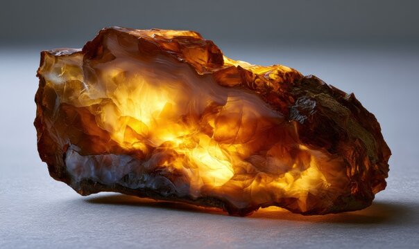 Beautiful amber specimen glowing from within